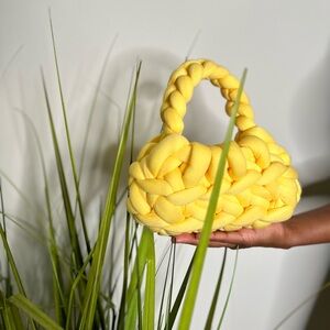Yellow Braided Handbag